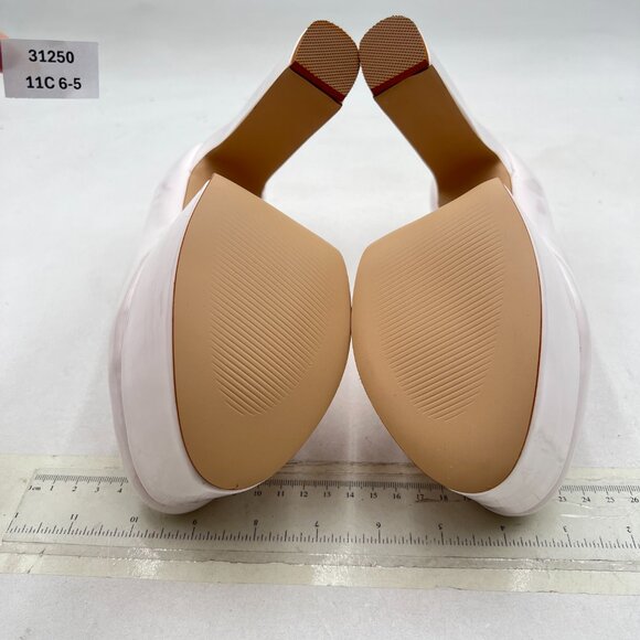 FSJ Beige Platform Chunky High Heel Sexy Square Closed Toe Ankle Strap Pumps - Picture 8 of 9